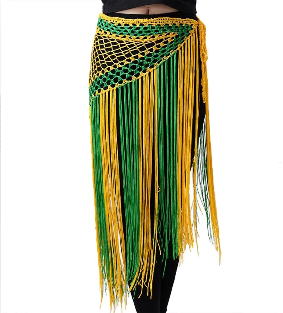 Women's Belly Dance Long Tassels Triangle Hip Scarf Festival Costume