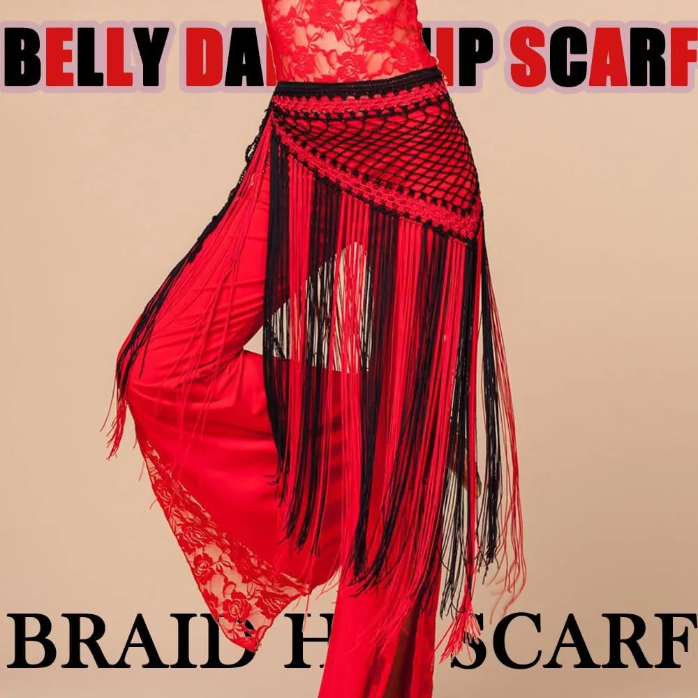 Women's Belly Dance Long Tassels Triangle Hip Scarf Festival Costume