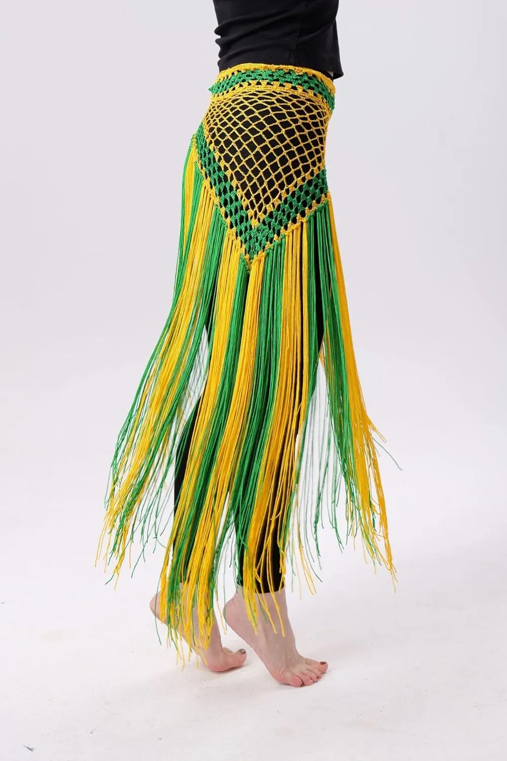 Women's Belly Dance Long Tassels Triangle Hip Scarf Festival Costume