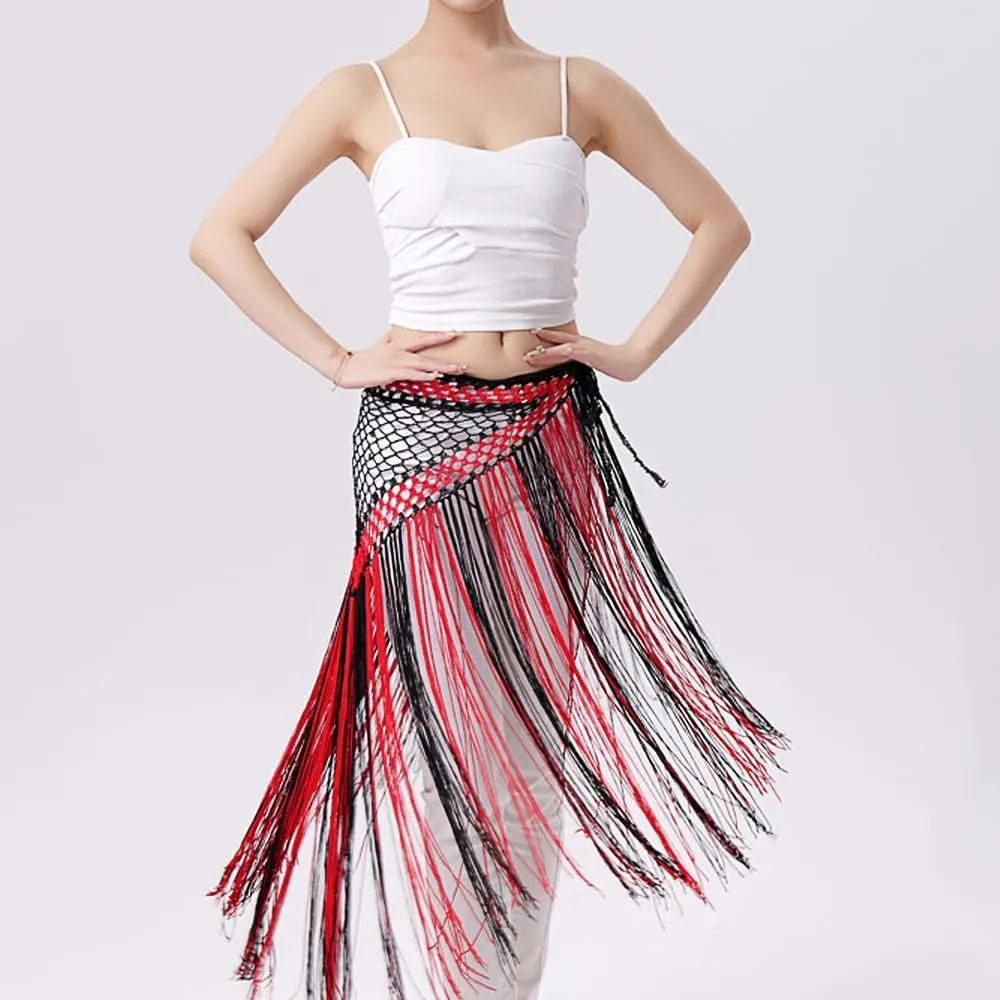 Women's Belly Dance Long Tassels Triangle Hip Scarf Festival Costume