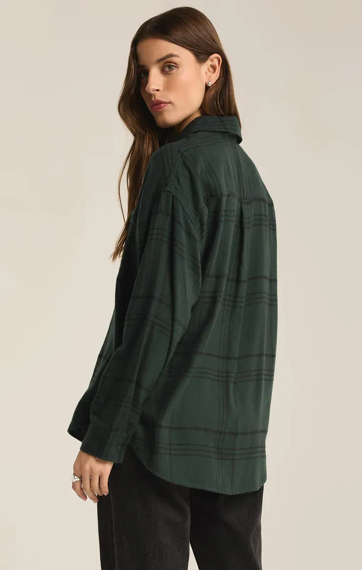 Z SUPPLY - RIVER PLAID BUTTON UP CYPRUS GREEN